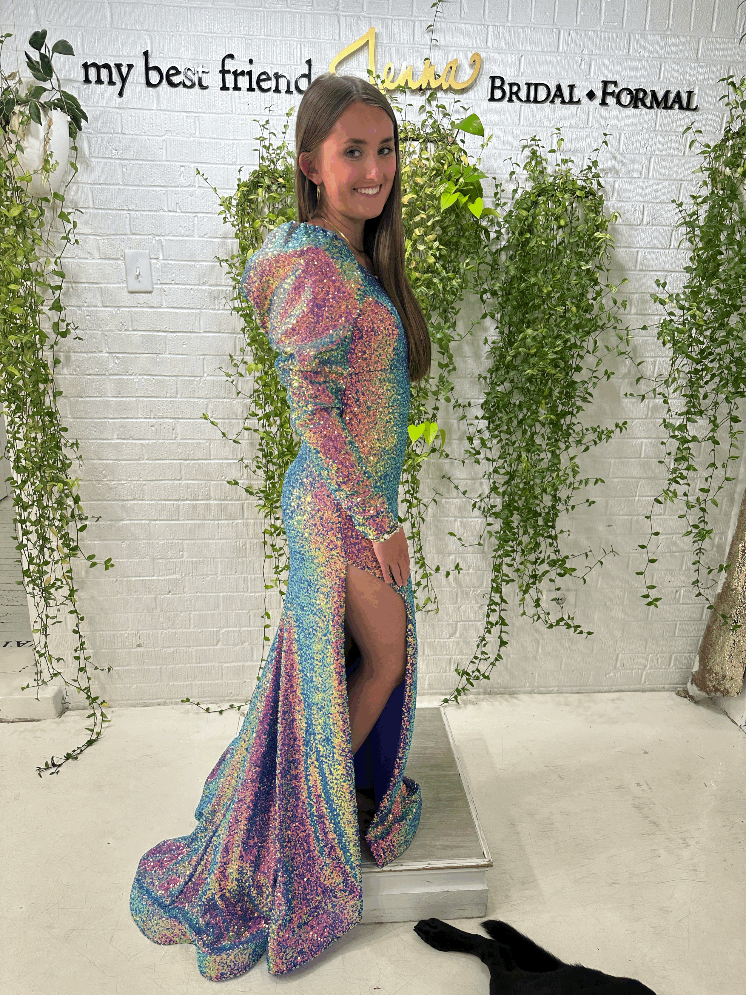 Rachel Allan purple dress available at My Best Friend Jenna in Jackson, TN