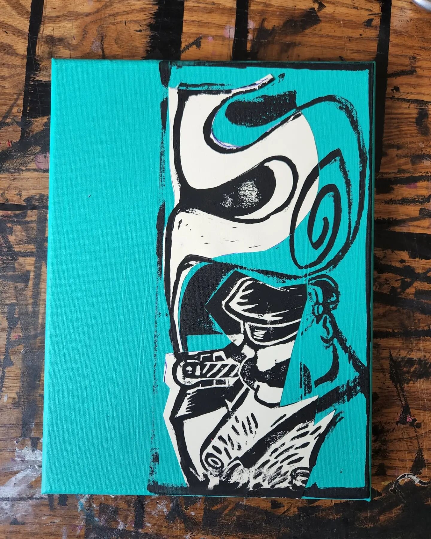 Linocut on 9&quot;&times;12&quot; canvas and cardstock paper

More tests on canvas. Ir's nice these have empty space to allow easy hanging but prints don't come out as flat/whole compared to flat canvas. But flat has to need a special frame or I coul
