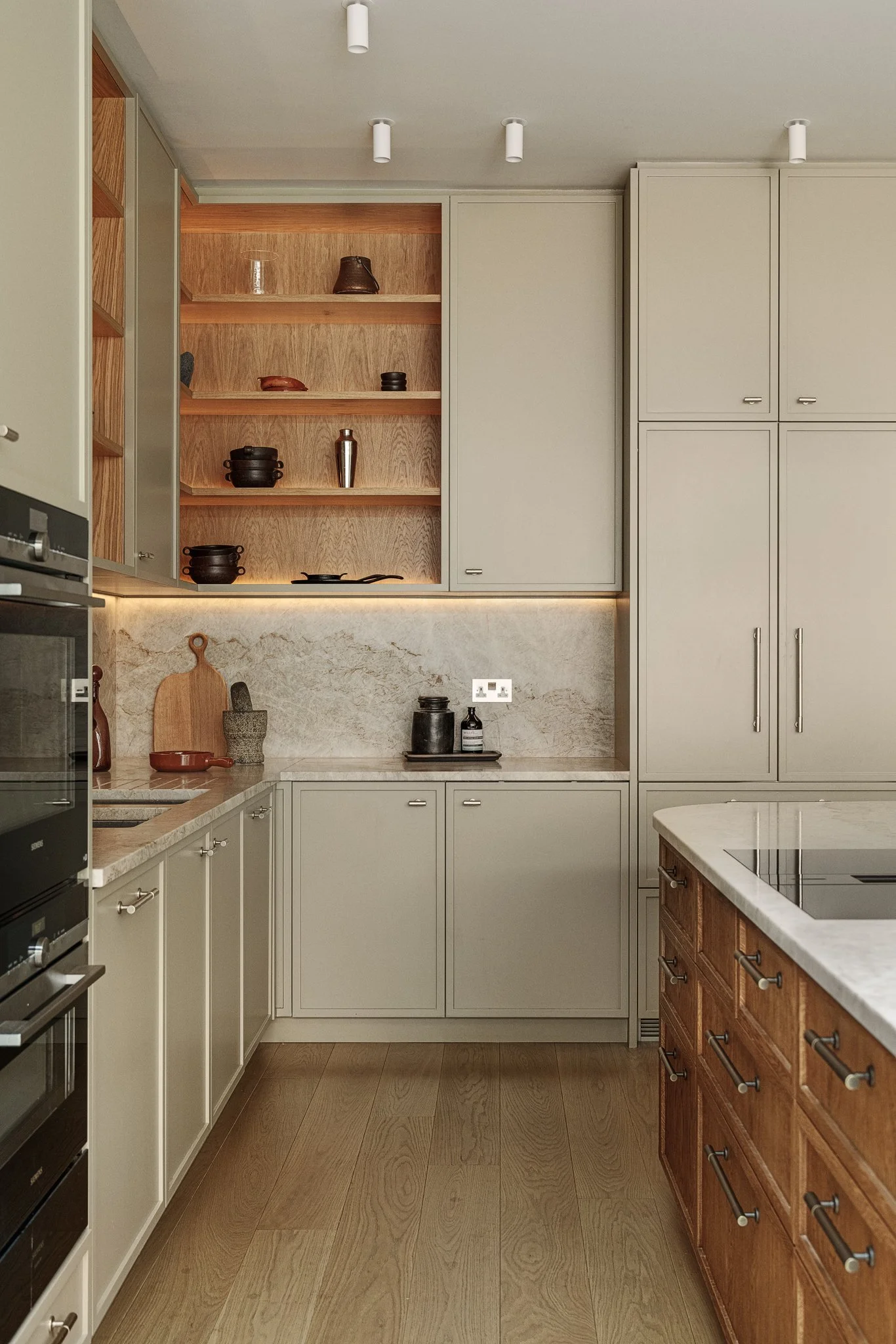 Kitchen shelving and marble