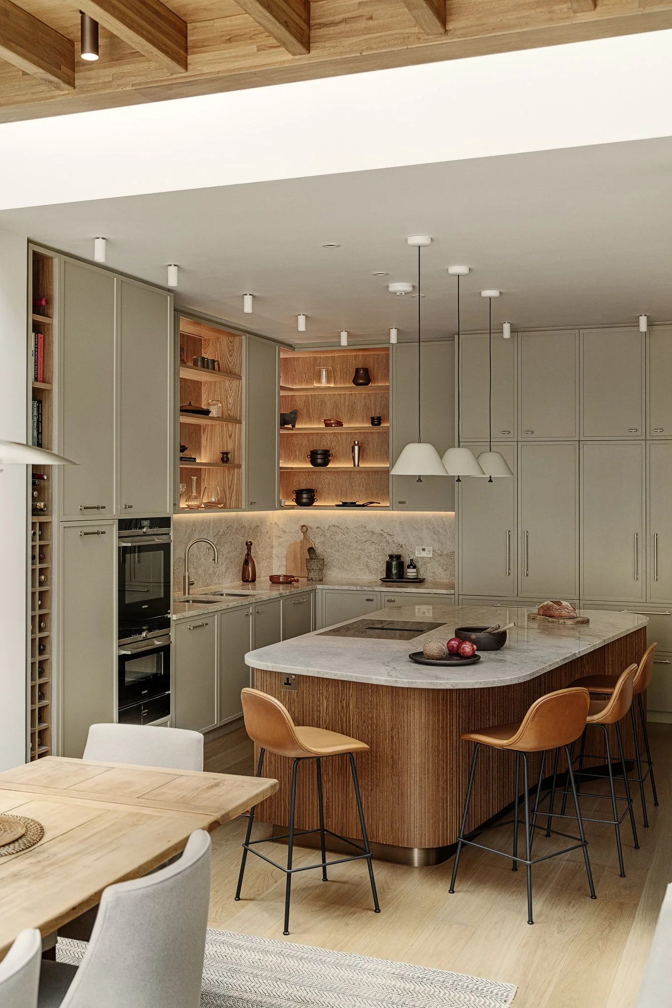 Kitchen with oak island