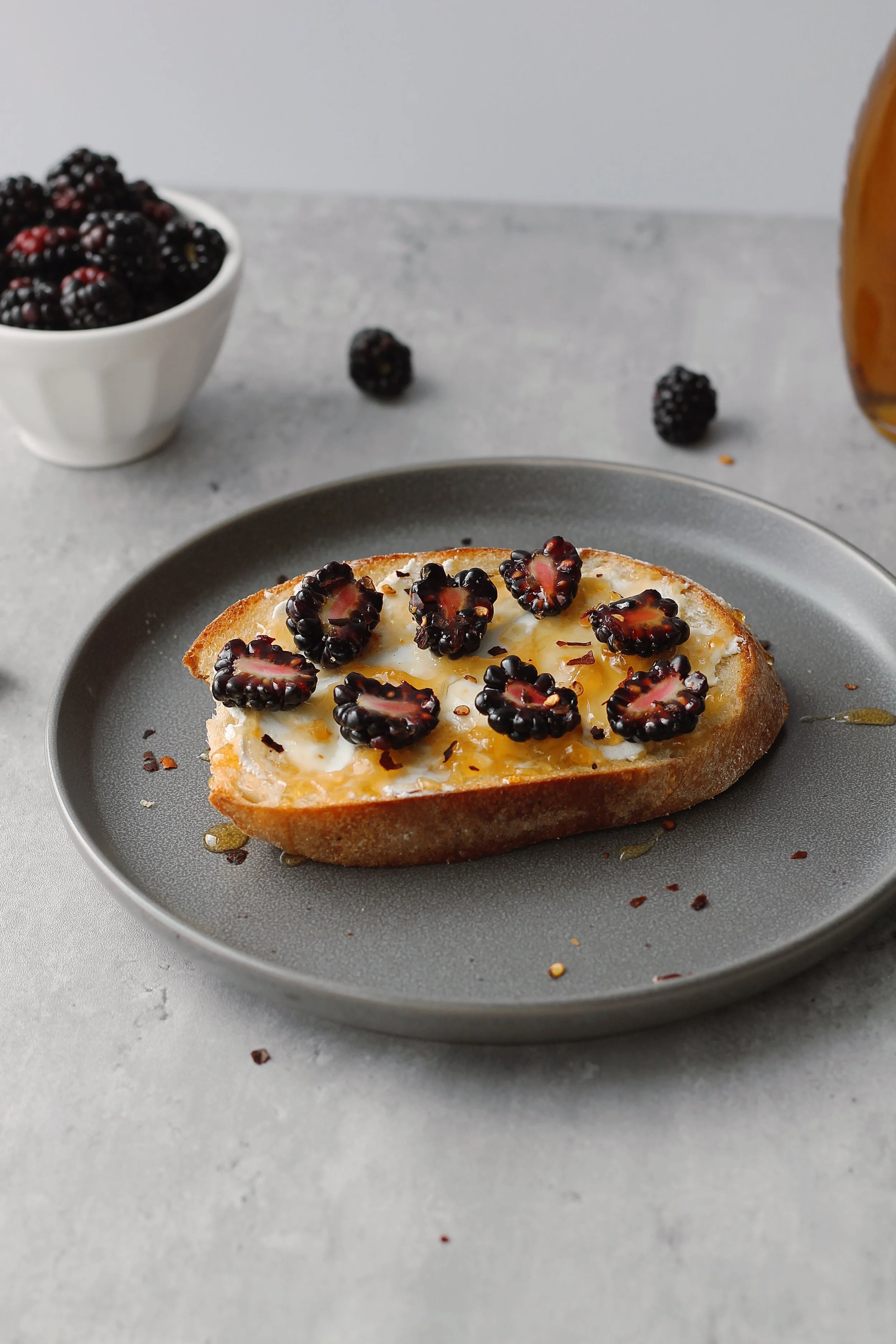 Blackberry and Apricot Goat Cheese Toast