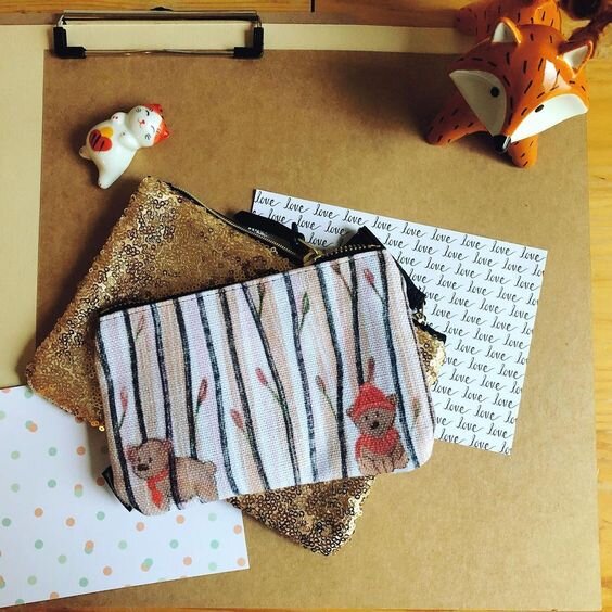 cute bears in the forest zip pouch.jpg