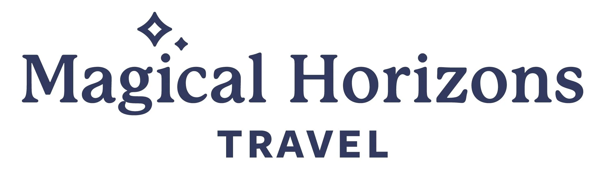 Logo for Magical Horizons Travel with celestial symbols above the text.