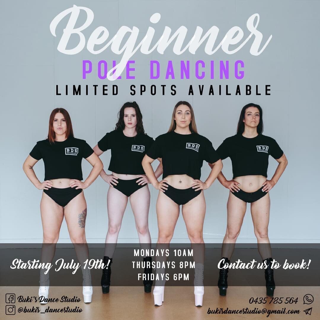 Our ✨NEW✨ Beginner Pole Dancing class times are now available!

💜 Mondays 10am
💜 Thursdays 8pm
💜 Fridays 6pm

Pole Dancing is such a fun and addictive way to get fit! Our beginner classes suit all fitness levels and we have a very welcoming and su