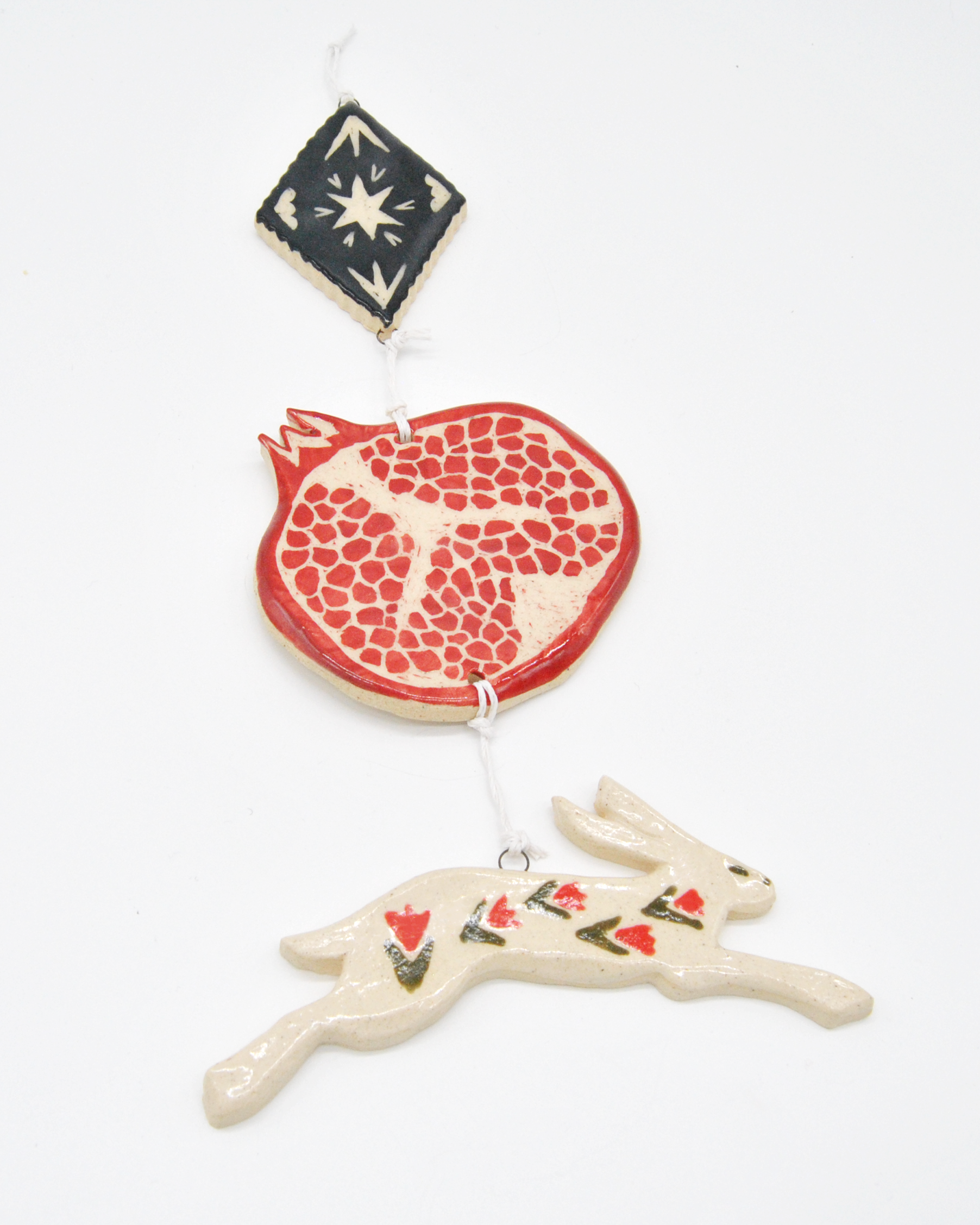 "Pomegranate Ornament", Ceramic, 6in x 2.5in, 2026
