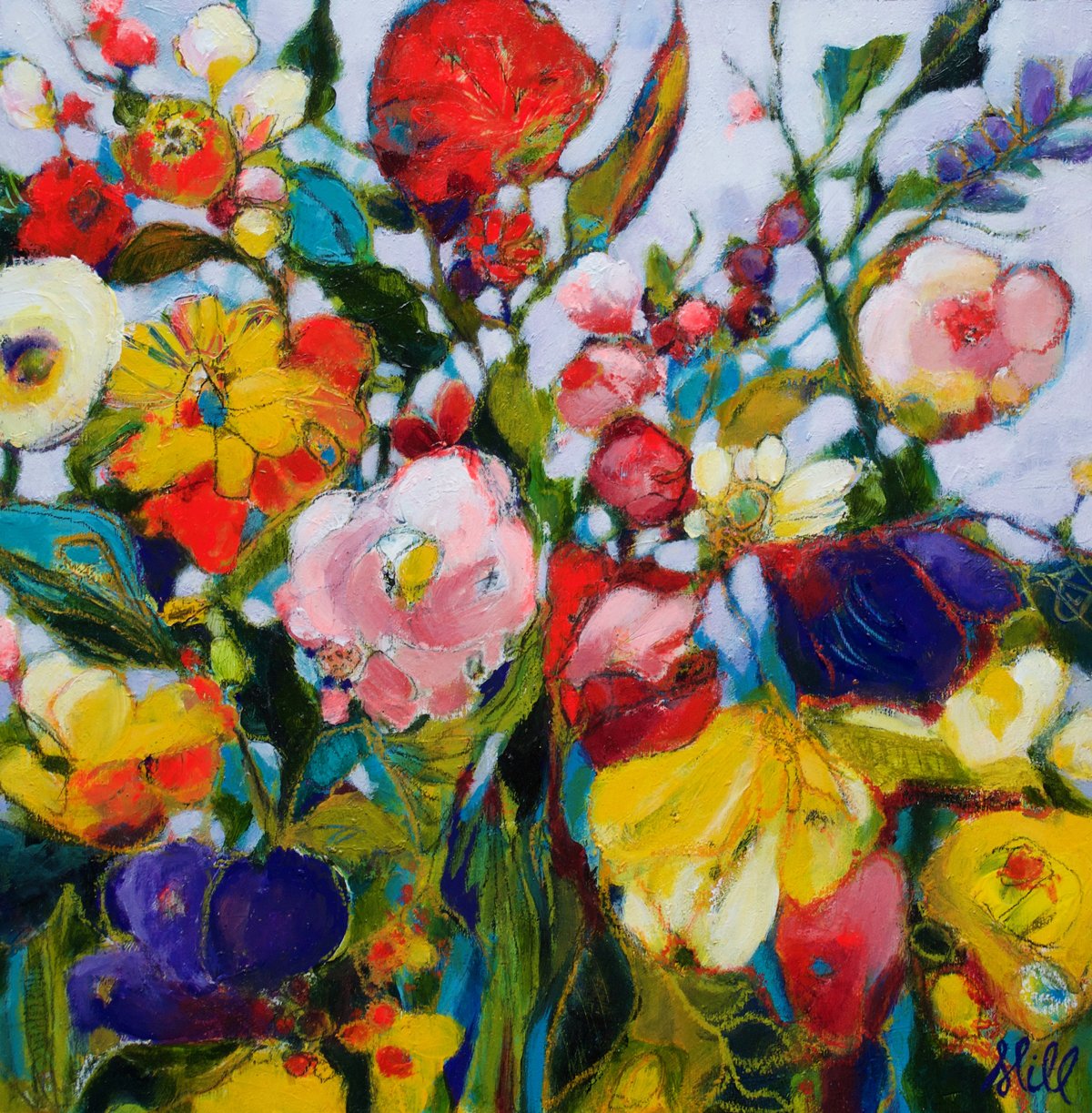 What A Riot; 12" x12"; Mixed Media on Panel, SOLD