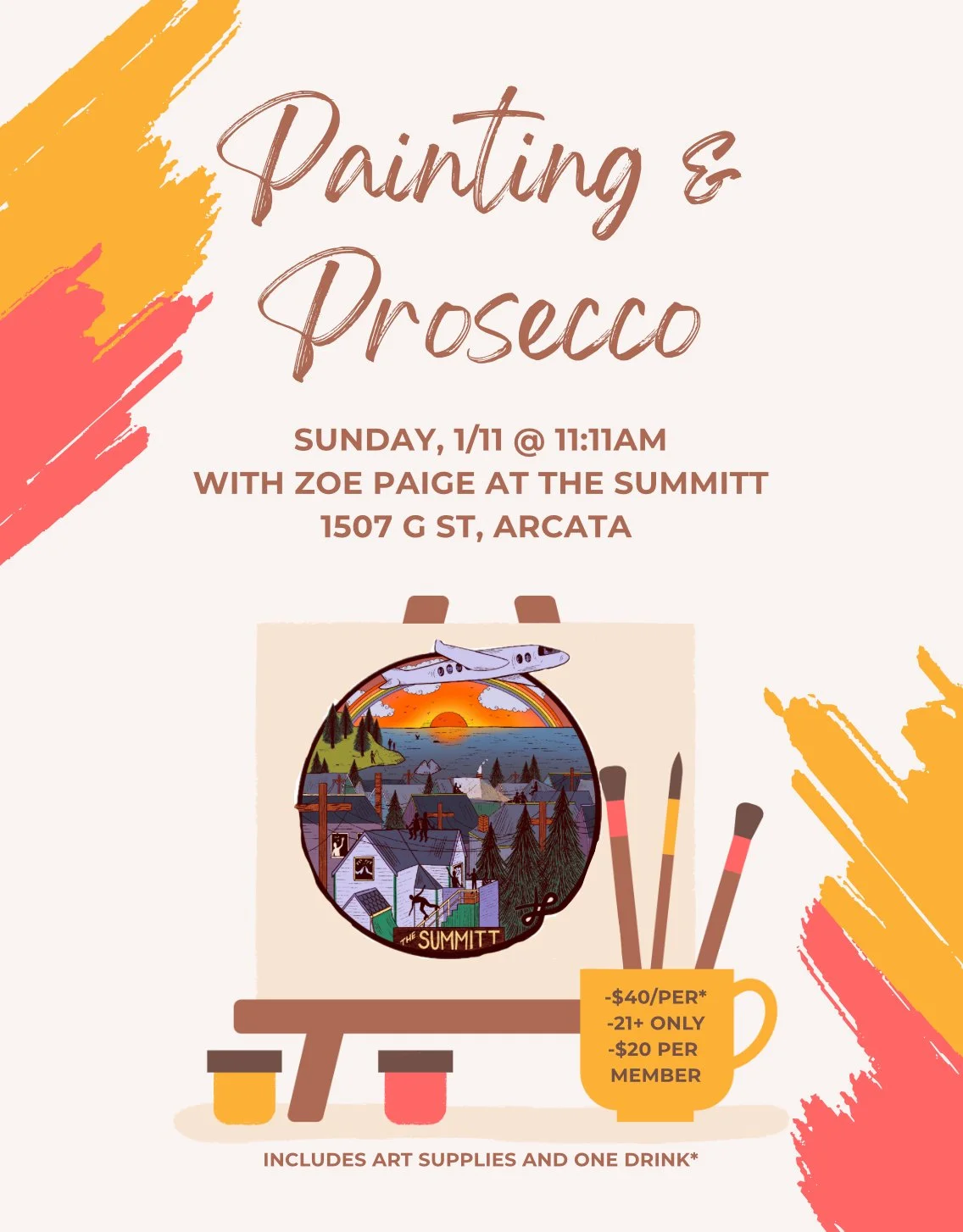 'Painting &amp; Prosecco' with Zoe Paige Art!&nbsp;1.11 @ 11:11