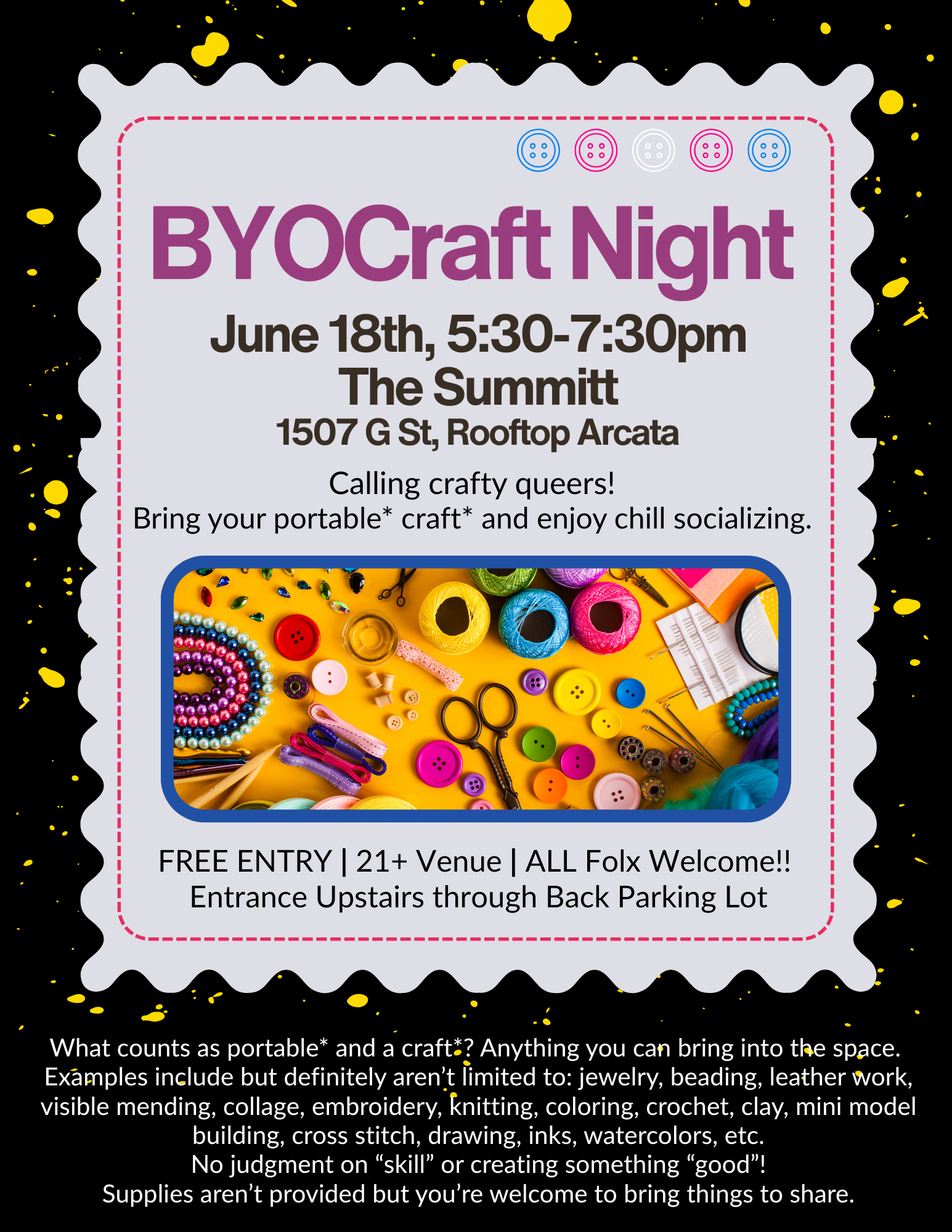 B.Y.O.C. (Bring Your Own Crafts) Night!!!