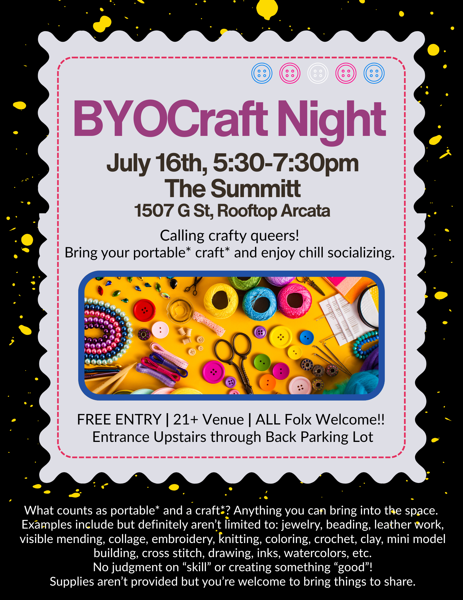 Queer B.Y.O.C. (Bring Your Own Crafts) Night!!!