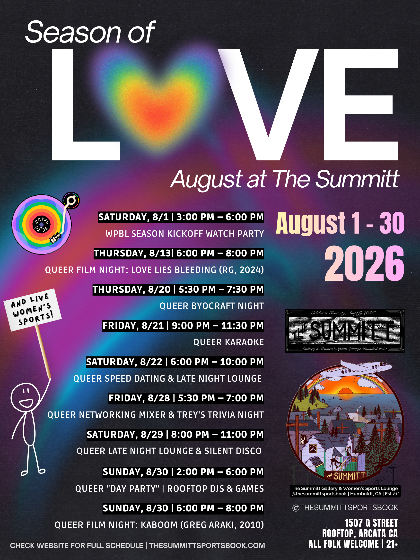 AUGUST EVENTS AT THE SUMMITT!!!