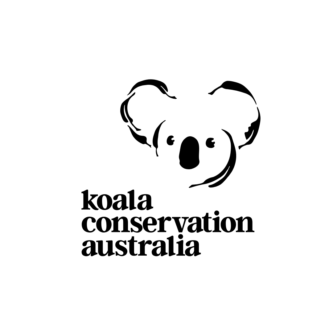 Black and white logo of a koala's face with the text 'koala conservation australia' beneath it.