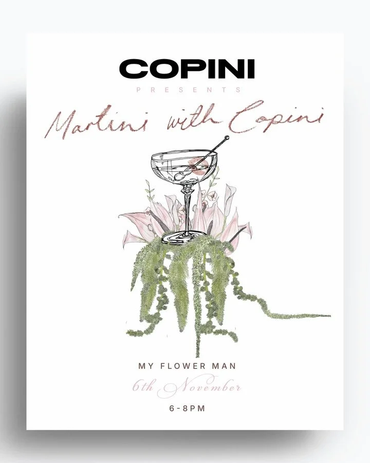A delightful design for Martini with Copini - an intimate Spring Soir&eacute;e celebrating new beginnings and new shades with the best @copinibeauty 💕 design was filled with florals, fun and abundance and the evening was filled with impeccable energ