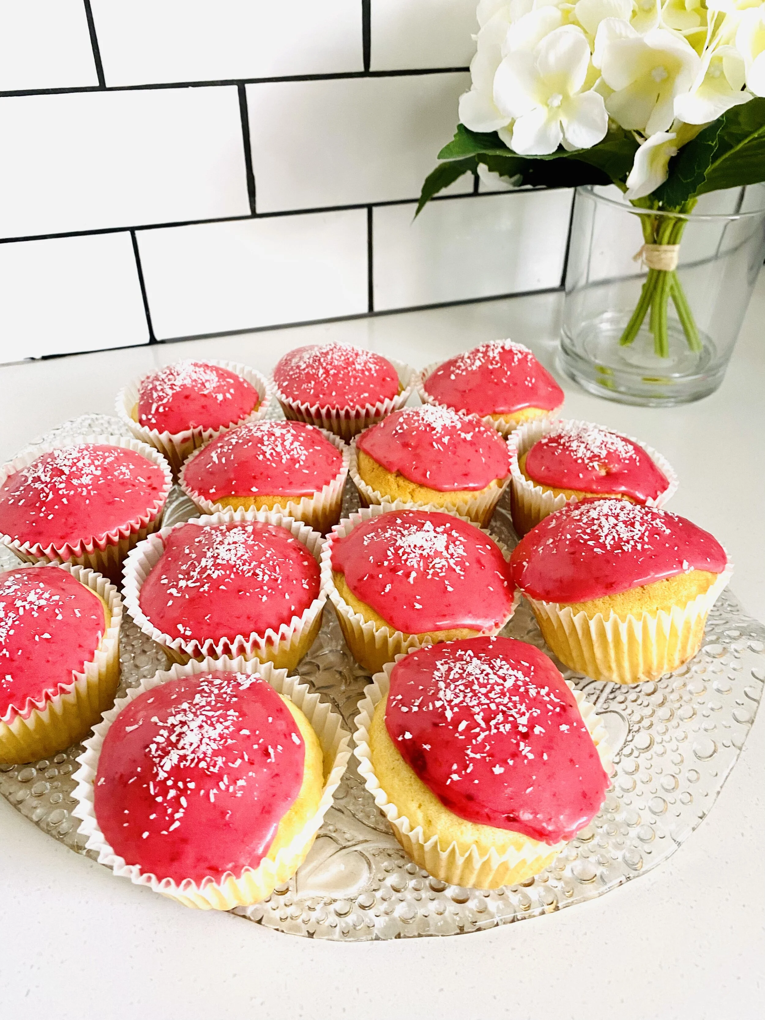 Vanilla Cupcakes with Raspberry Icing