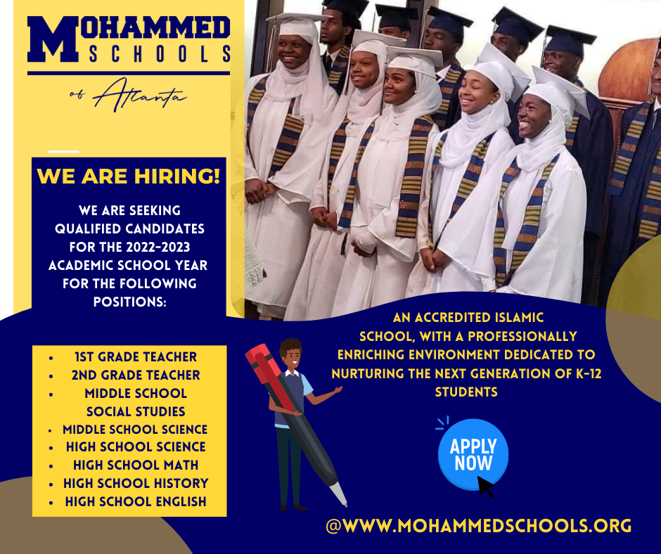 MSOA We Are Hiring! — Mohammed Schools of Atlanta