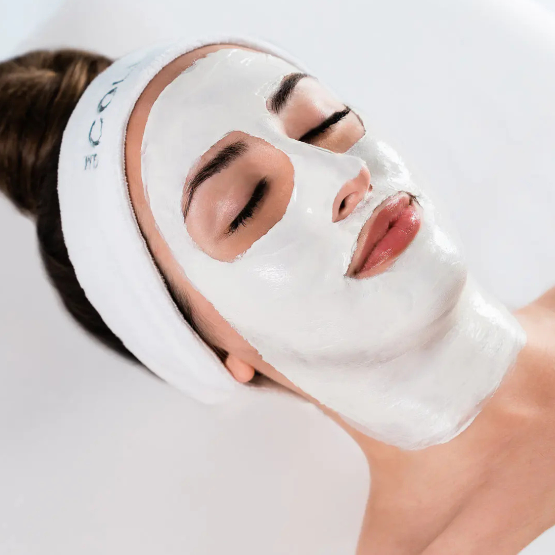 Here is an image of a woman getting a GM Collin Oxygenating facial from bLUXE Hair and Makeup Studio in Medway, MA