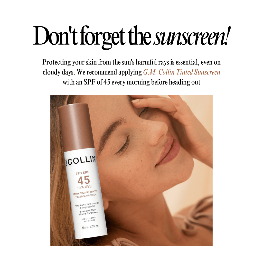 Here is an image of a woman wearing our GM Collin SPF 45 tinted spf moisturizer and smiling