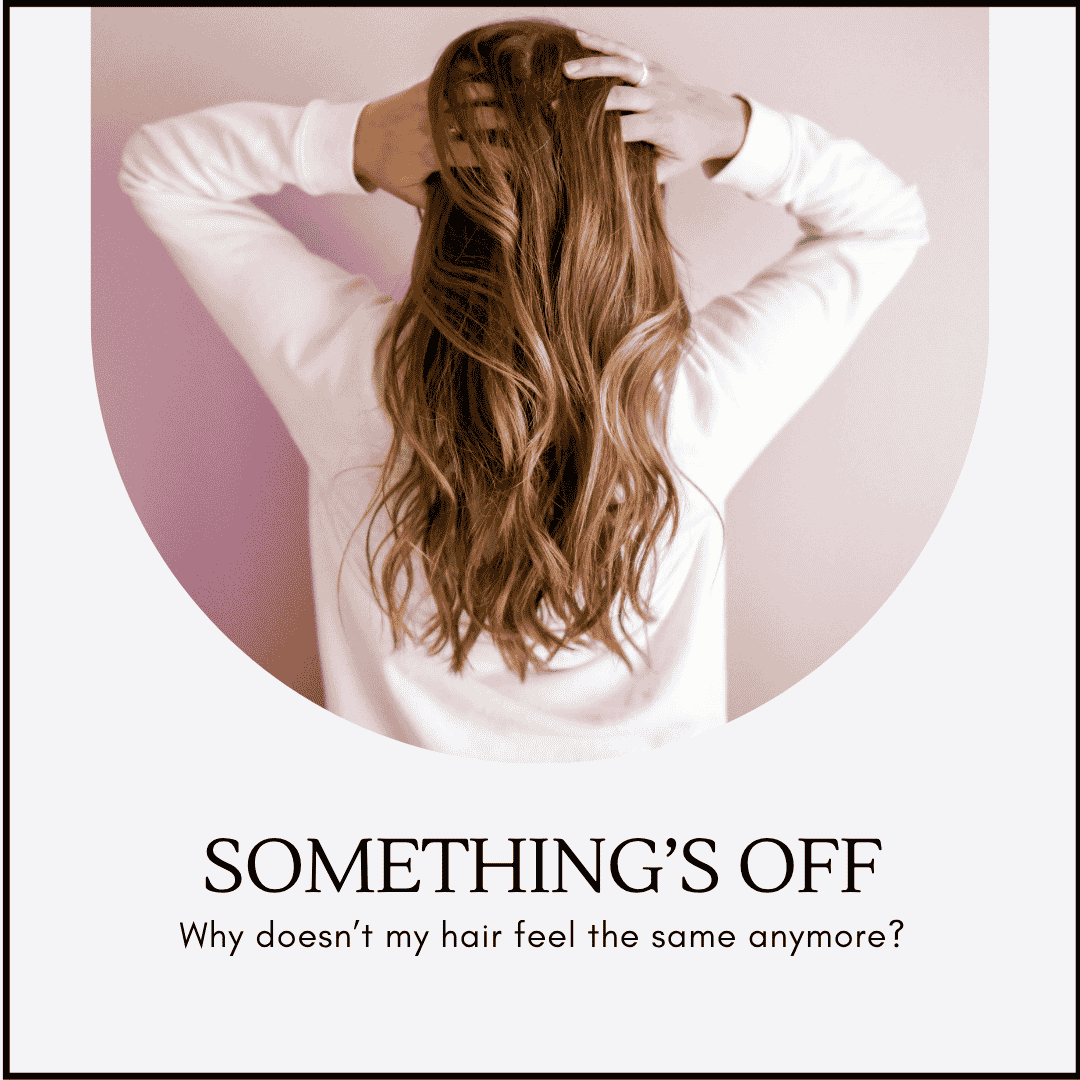 Here is an image of a woman's hair that is long and wavy and strawberry blonde. She's worried about hair-loss and thinning
