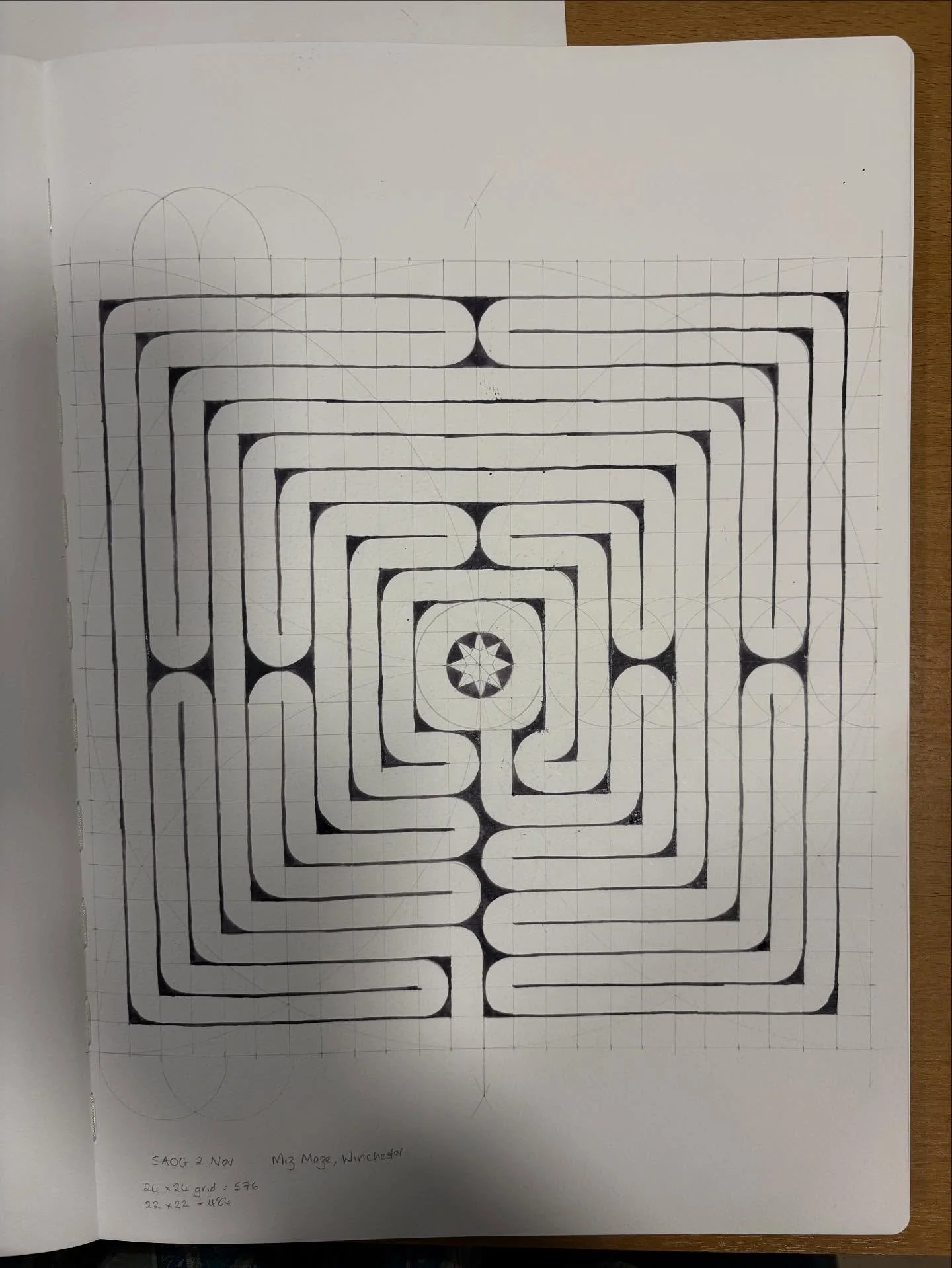 Back at @sacredartofgeometry in their new studios working with the magic of labyrinths. This is the Miz Maze from Winchester, plus some of Vija&rsquo;s wonderful creature labyrinths.