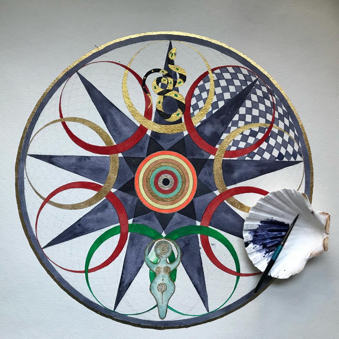 I&rsquo;ve reached the tricky middle phase of my Year of the Snake painting. Like the snake year this one keeps shifting, changing, shedding. This one is humming with the 9 frequency for this 2025 year of completion.