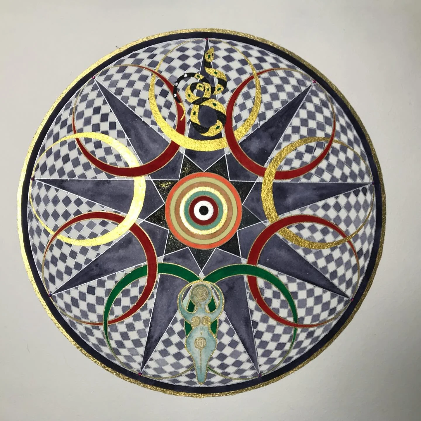 Year of the Snake mandala is now complete in time for the Winter Solstice as we close out the 9 year of 2025, both representing endings, completions, shedding of old lives, places, things, letting go of old selves as we head towards the Year of the H