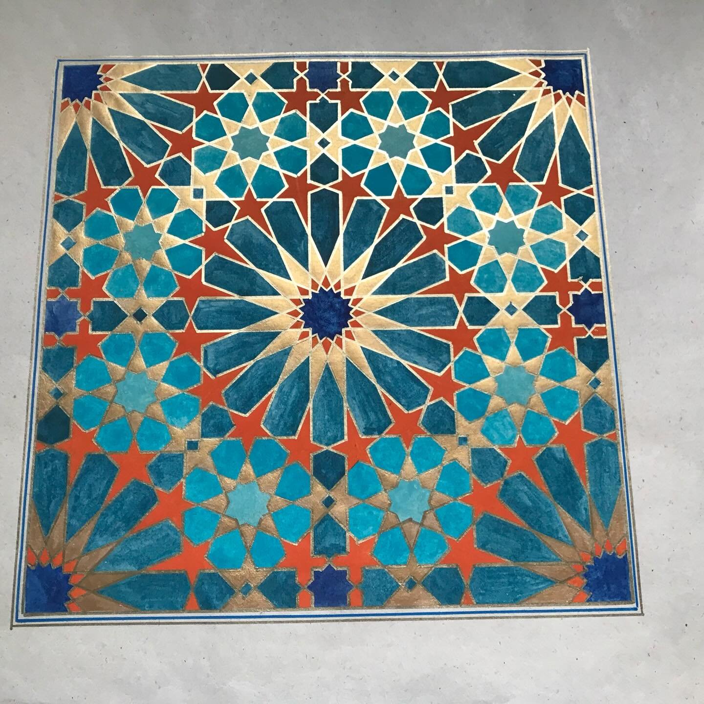 We&rsquo;ve reached late August in my review of my art in 2025. During August I returned to Islamic pattern, specifically Moroccan pattern from the Mexuar Room at the Alhambra Palace, Granada, Spain. 

Inspired by the summer sun and the colours of th