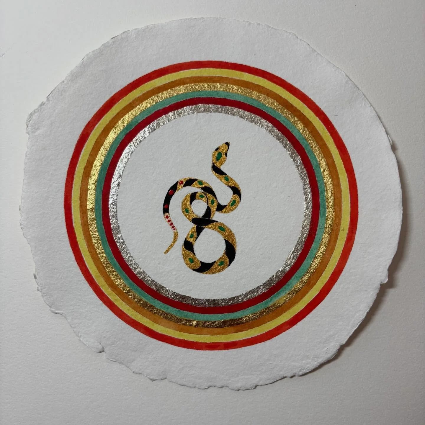 &lsquo;Alchemy&rsquo; - For Sale &pound;111 unframed plus shipping if outside the UK. 

Inspired by the Year of the Snake and the alchemy of transformation. The pattern of the snake holds the figure 8/infinity symbol and is surrounded by the rings of