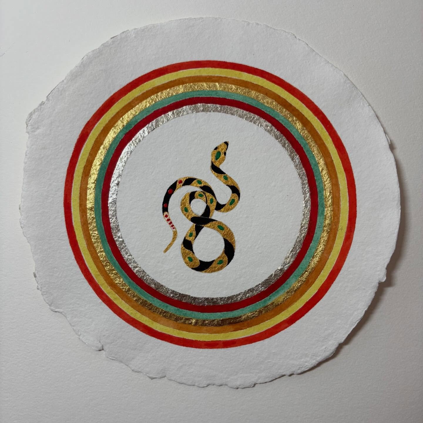 &lsquo;Alchemy&rsquo; - For Sale &pound;111 unframed plus shipping if outside the UK. 

Inspired by the Year of the Snake and the alchemy of transformation. The pattern of the snake holds the figure 8/infinity symbol and is surrounded by the rings of