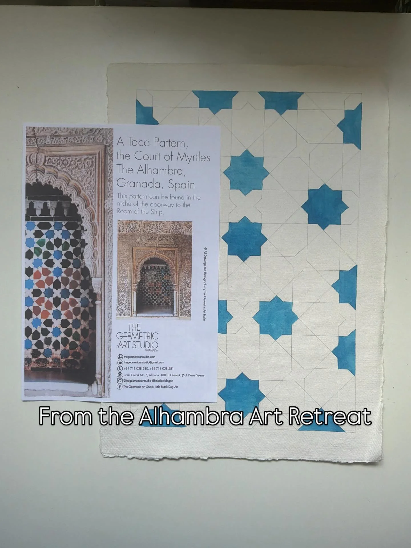 This is one of the gorgeous patterns we drew as part of the Alhambra art retreat with Kate from @littleblackdogart The next one is this October. I may have to go back and get another fix 😎🎨