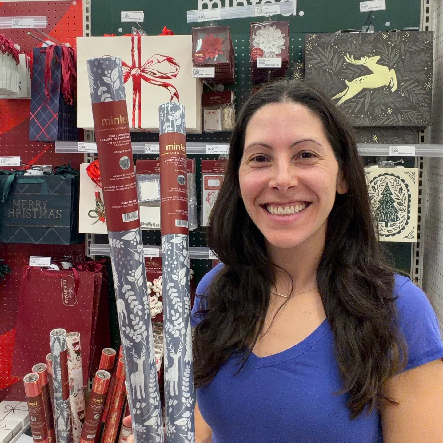 Hi friends! It&rsquo;s been a while and I am well overdue for an update! I had to hop on to share a big milestone for my business! My Forest Frost gift wrap design with @minted is now out in stores @target nationwide and I was able to see it in perso