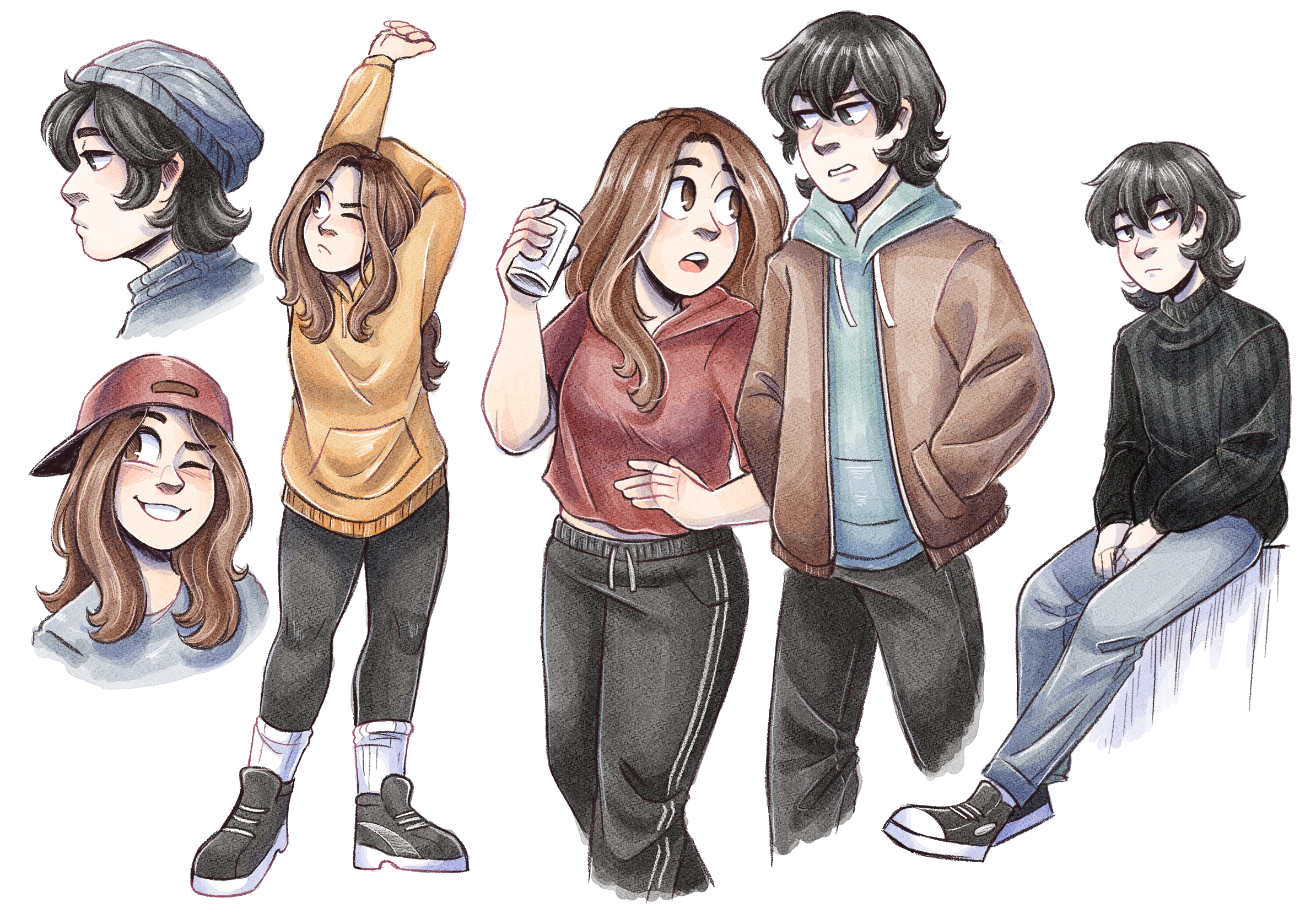 Jen & Max outfit sketches