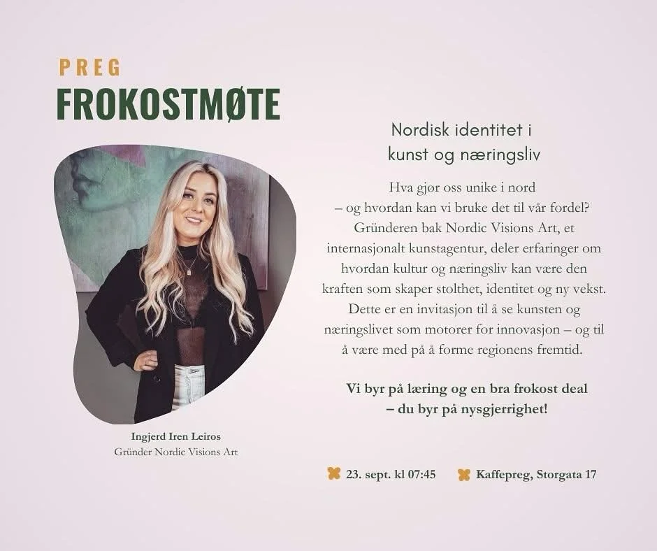 🎟️ Begrenset antall plasser. Kjøp billett ved å vippse kr 190 til Preg Harstad #956638 merket «Frokostmøte 23.09» - inkl påsmurt og kopp kaffe.
Frokostmøtene arrangeres av Preg i samarbeid med gode partn