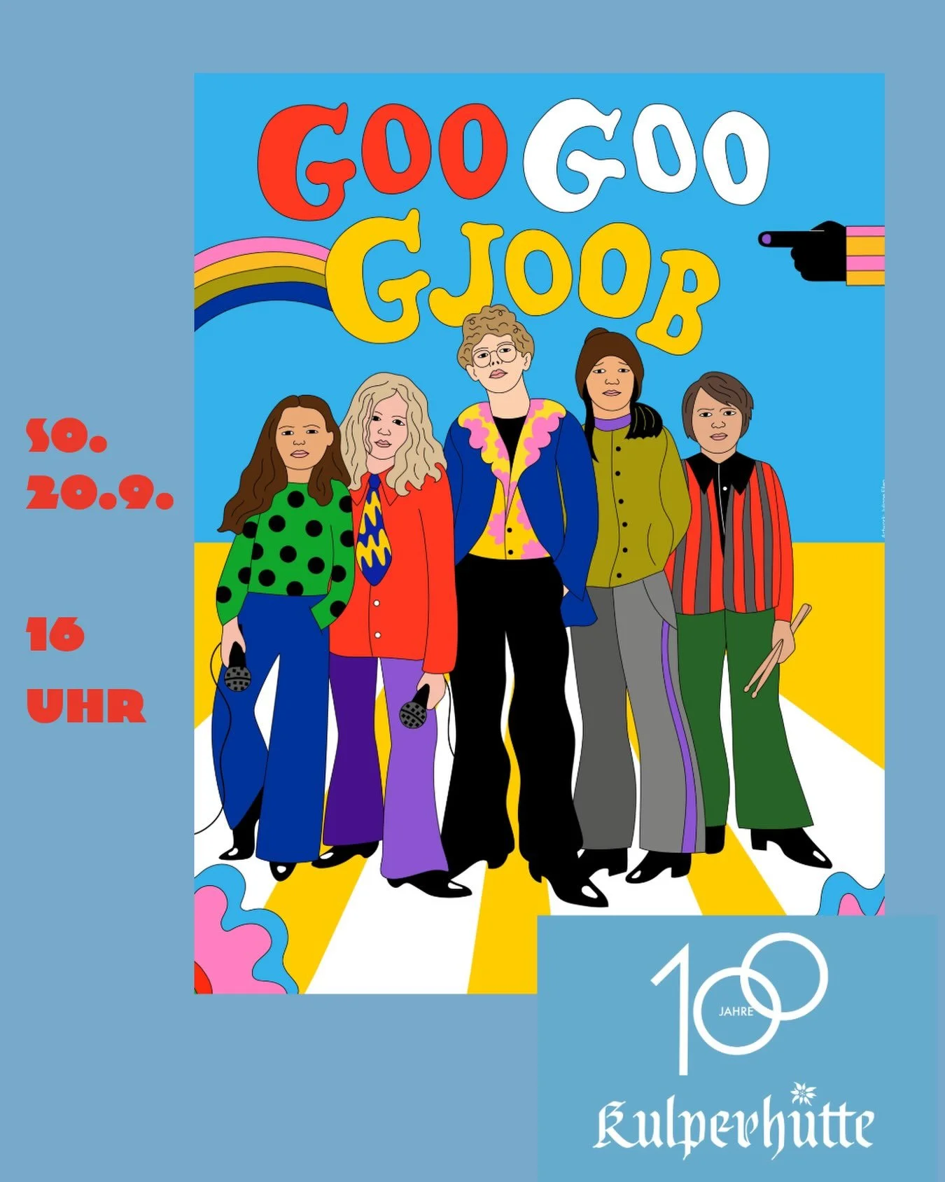 Passend zum Weltkindertag am Sonntag lassen wir unser Jubil&auml;um mit den FAB FIVE aus dem Augsburger Antonsviertel ausklingen. 
GOOGOOGJOOB sind zwei M&auml;dchen und drei Jungs im Alter zwischen 10 und 13 Jahren. 
Sie spielen ausschlie&szlig;lich