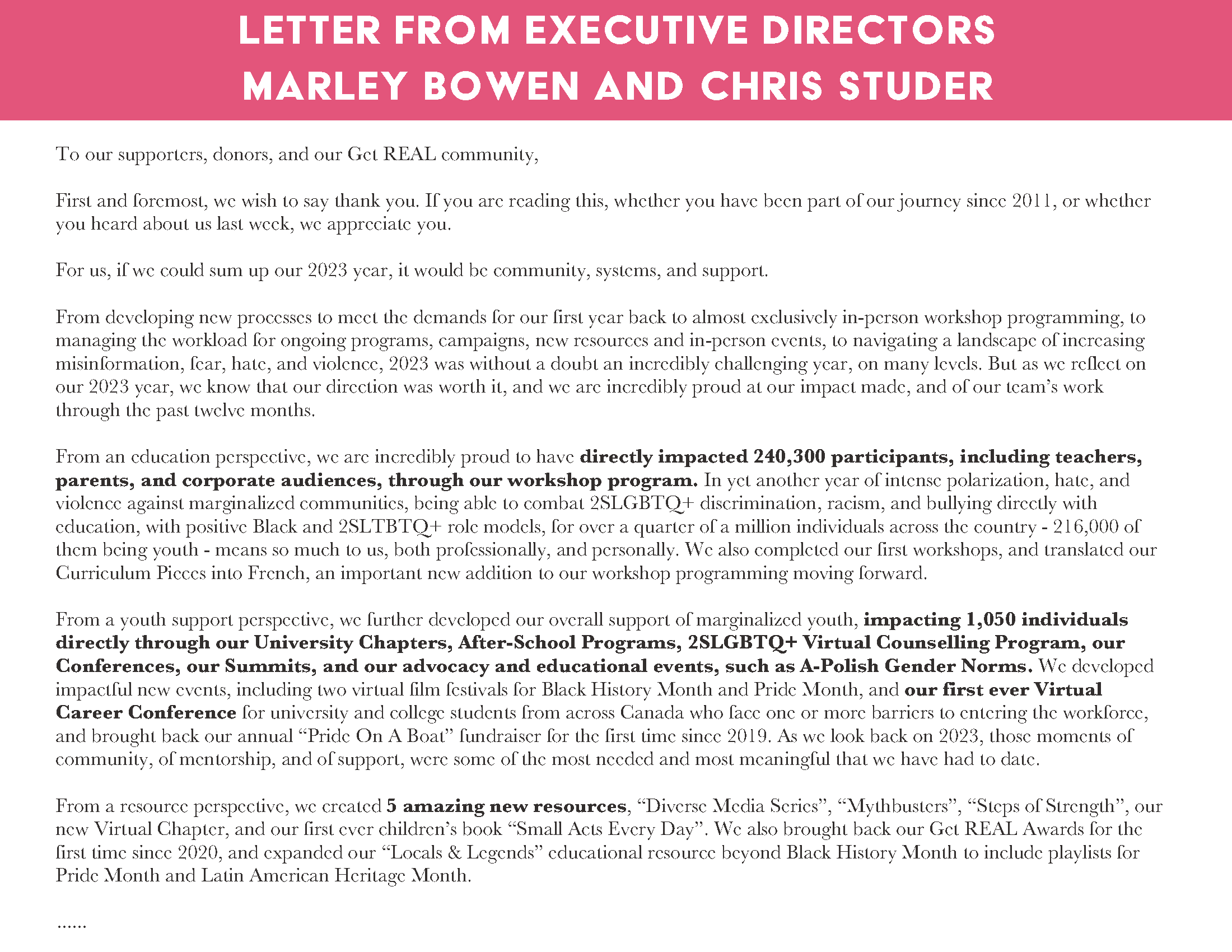 Impact Report — The Get REAL Movement