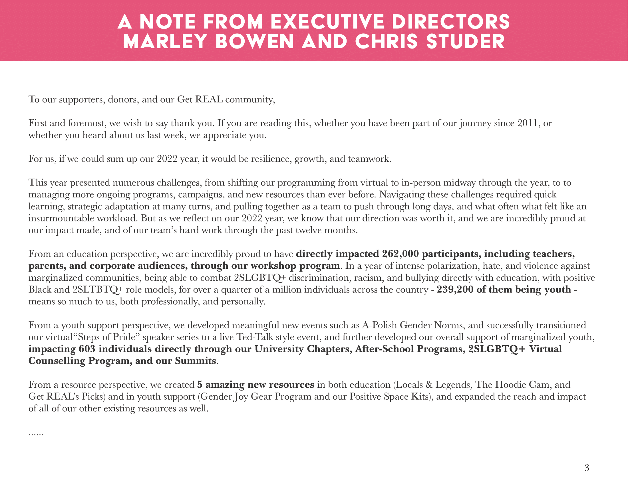 Impact Report — The Get REAL Movement