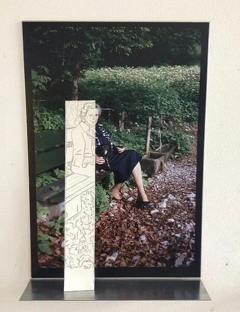 Found photograph and pencil drawing