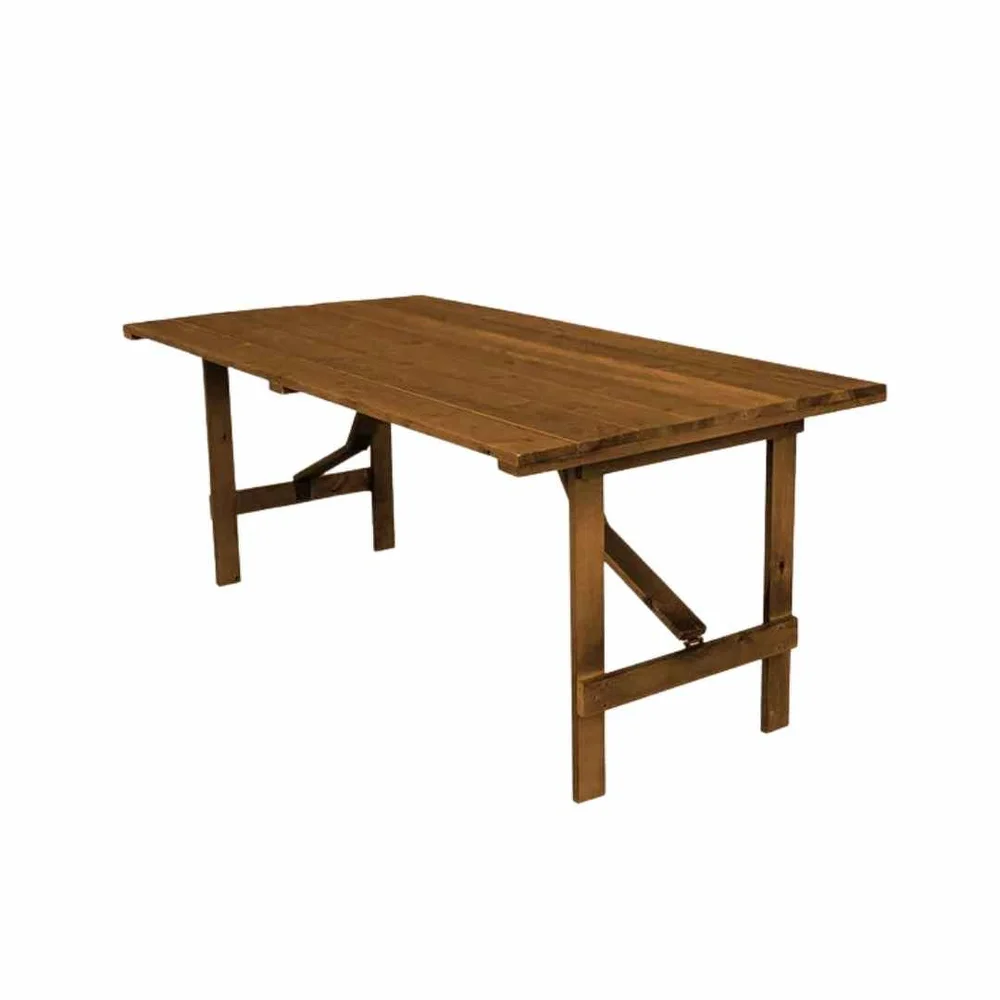 Treble Table Wooden Trestle Table — Black Saucers