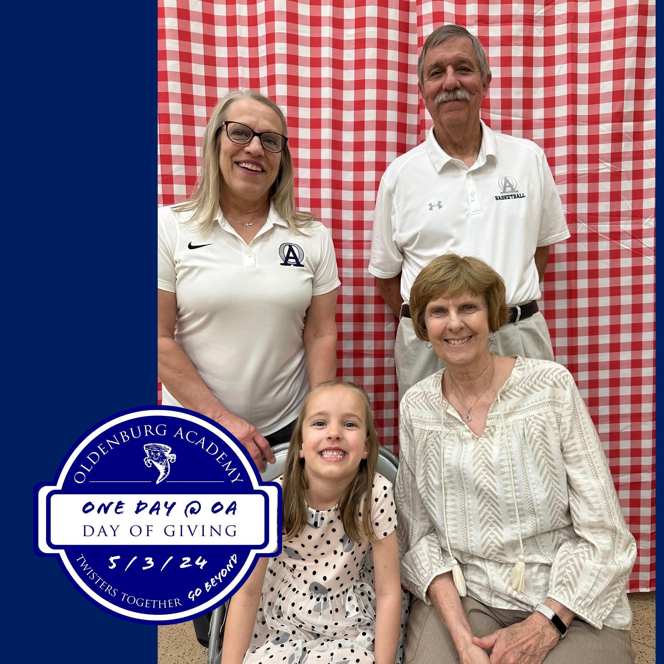Geraldine Moster Kuntz &lsquo;81 and Jim &amp; Mary Pat Higdon celebrated Tea With Grandparents at Saint Louis School today with their granddaughter, Maria! 

We loved seeing them in their OA gear!