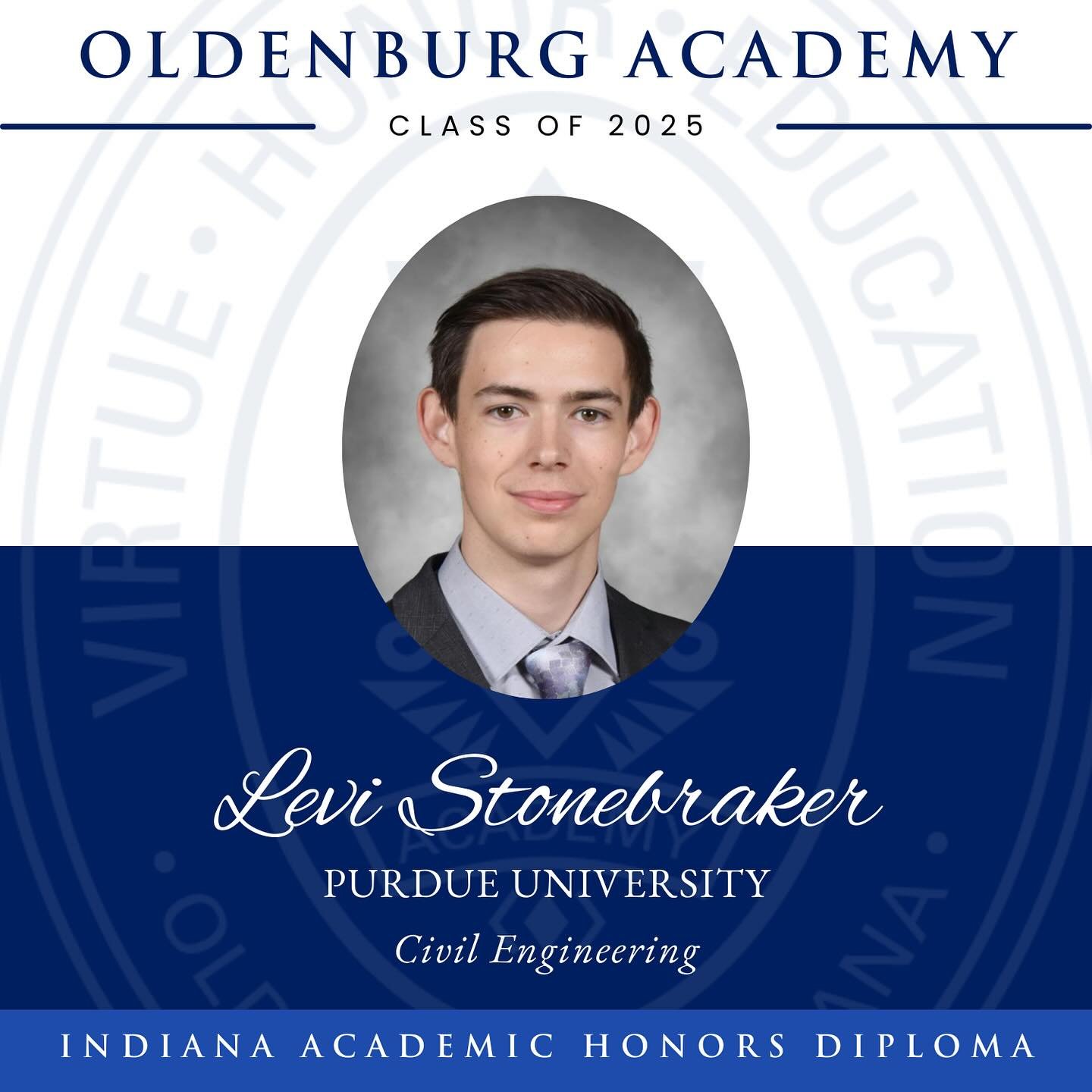 Introducing our OA graduating seniors! 

Congratulations to Levi Stonebraker who will be attending Purdue University in the fall for Civil Engineering. We are so proud and excited for all of the great things he will accomplish! 

Congratulations to t