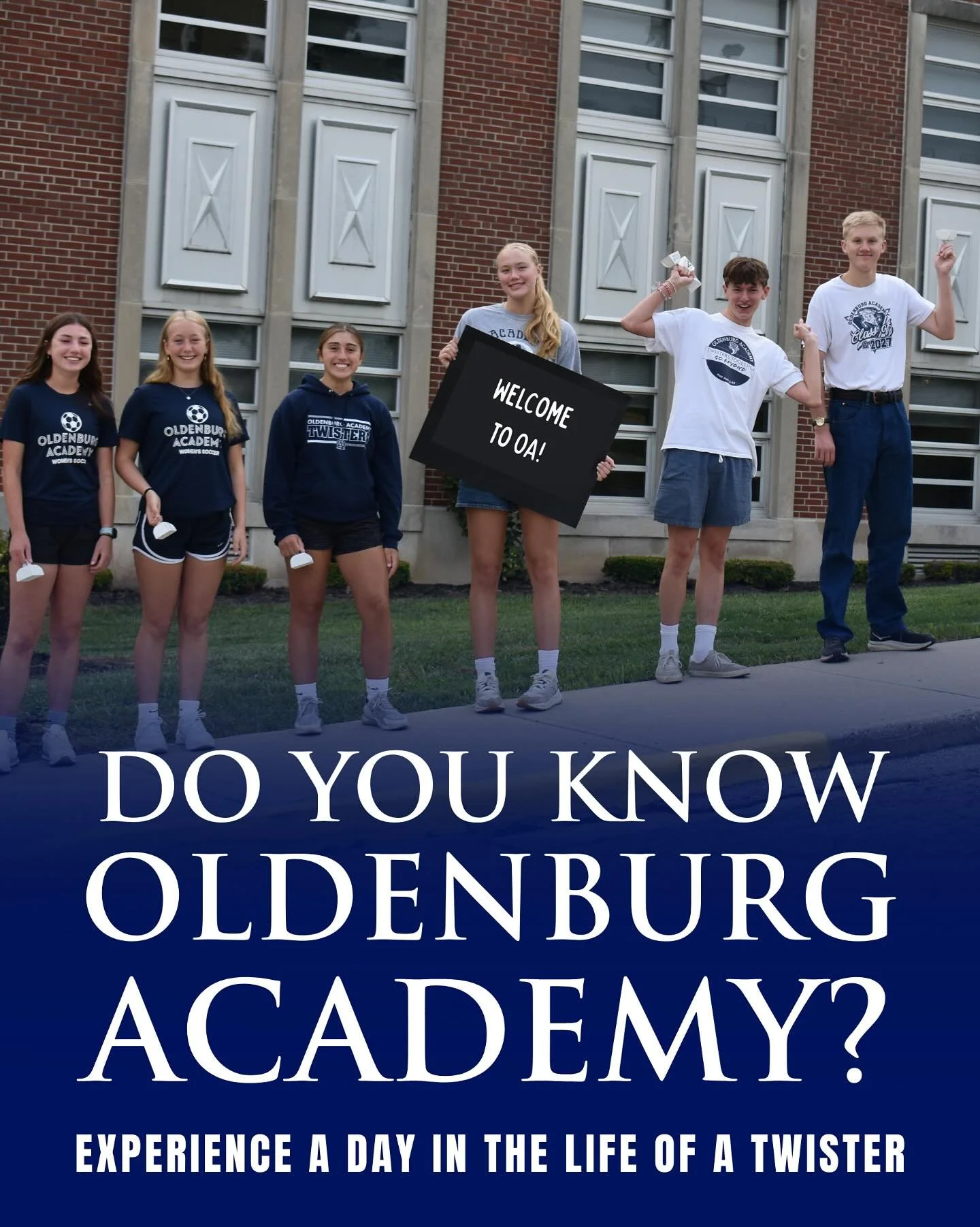 Experience a day in the life of a Twister!

Twister Tuesday shadow visits are now open for 8th grade students and there&rsquo;s no better way to explore Oldenburg Academy. Spend the day with a student host, attend classes, meet teachers, and see firs