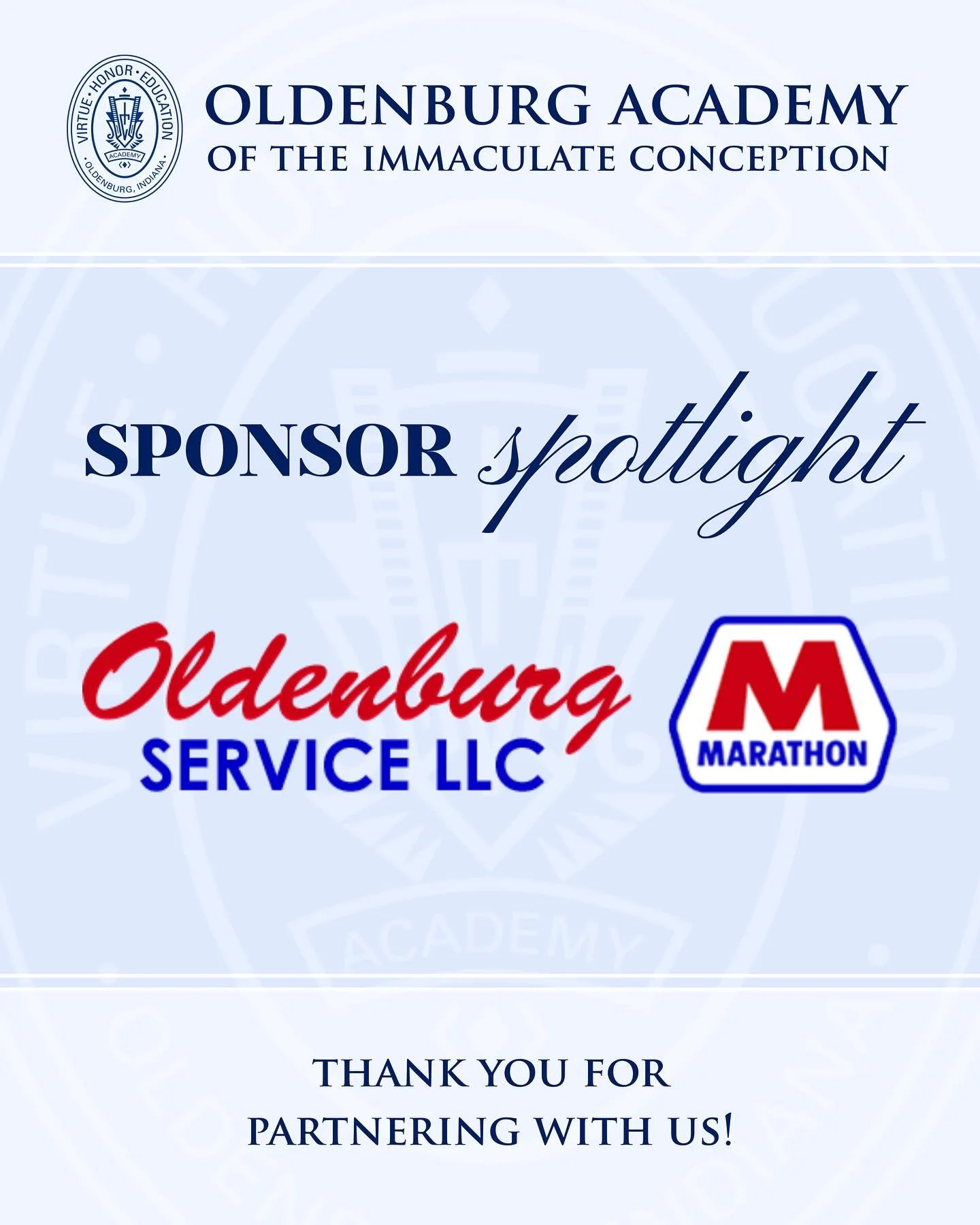 ✨ Sponsor Spotlight ✨ 

Thank you to Oldenburg Service for supporting Oldenburg Academy as one of our 2025-2026 Business Sponsors!&nbsp;

Your contributions make a meaningful difference in the lives of our students and help us build a stronger school