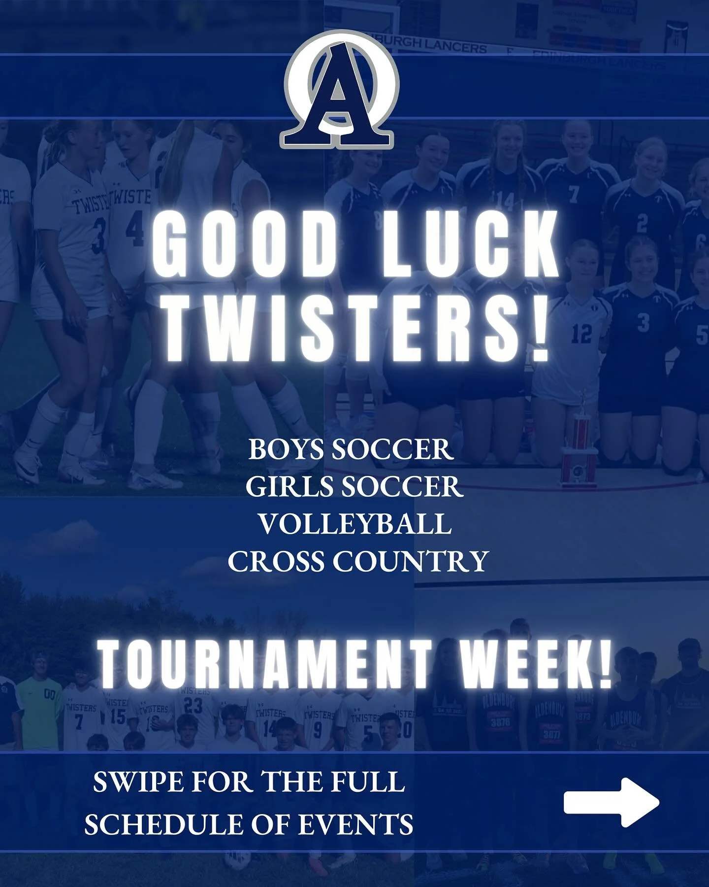 💙 It&rsquo;s Tournament Week! 💙

Come out and support our student-athletes as they compete across multiple sports for a shot at the title! Let&rsquo;s pack the stands and bring the energy!

WEDNESDAY 10/15

⚽️ Boys Soccer Regional Semi-Final vs. So