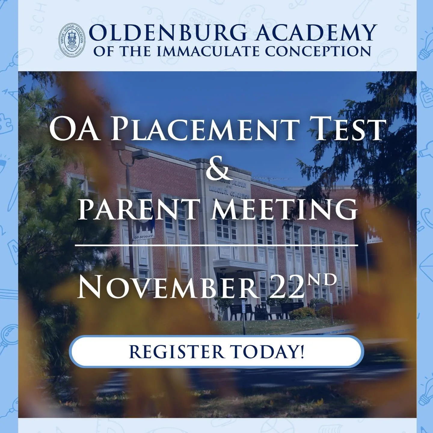 OA Placement Test
November 22, 2025
8:30-11:30 AM

It&rsquo;s not too late to register for the OA Placement Test! Our second OA Placement Test is this Saturday. While the test is not required for admission, it does qualify students to apply for OA sc