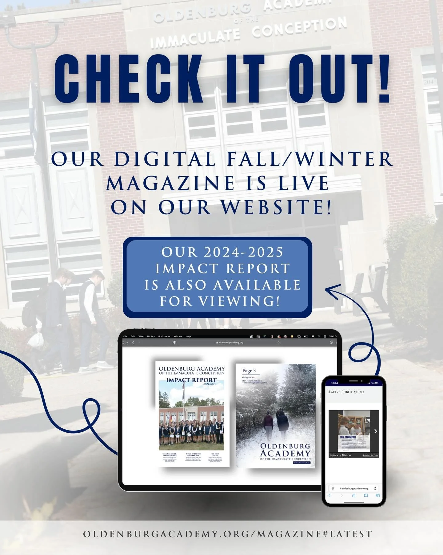 We&rsquo;re excited to share that Oldenburg Academy&rsquo;s Fall Magazine and our 2024&ndash;2025 Impact Report are available to view online.

Explore the powerful stories, student accomplishments, and mission-driven impact that have shaped our year 