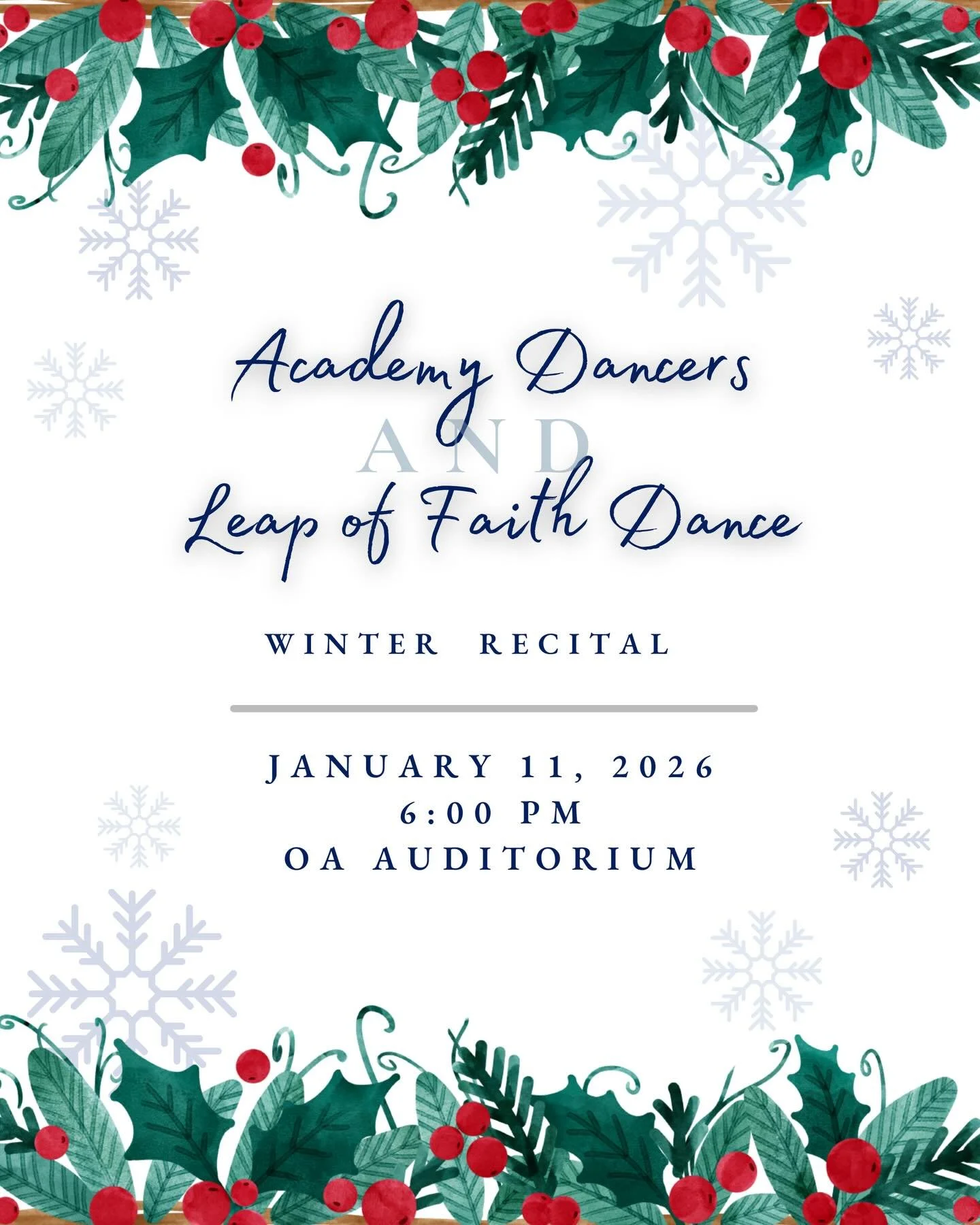 Our Academy Dance Club members will take the spotlight during halftime of Saturday&rsquo;s junior varsity game and will also showcase their talents at their recital this Sunday in the OA Auditorium.

All are welcome to attend and cheer on these incre