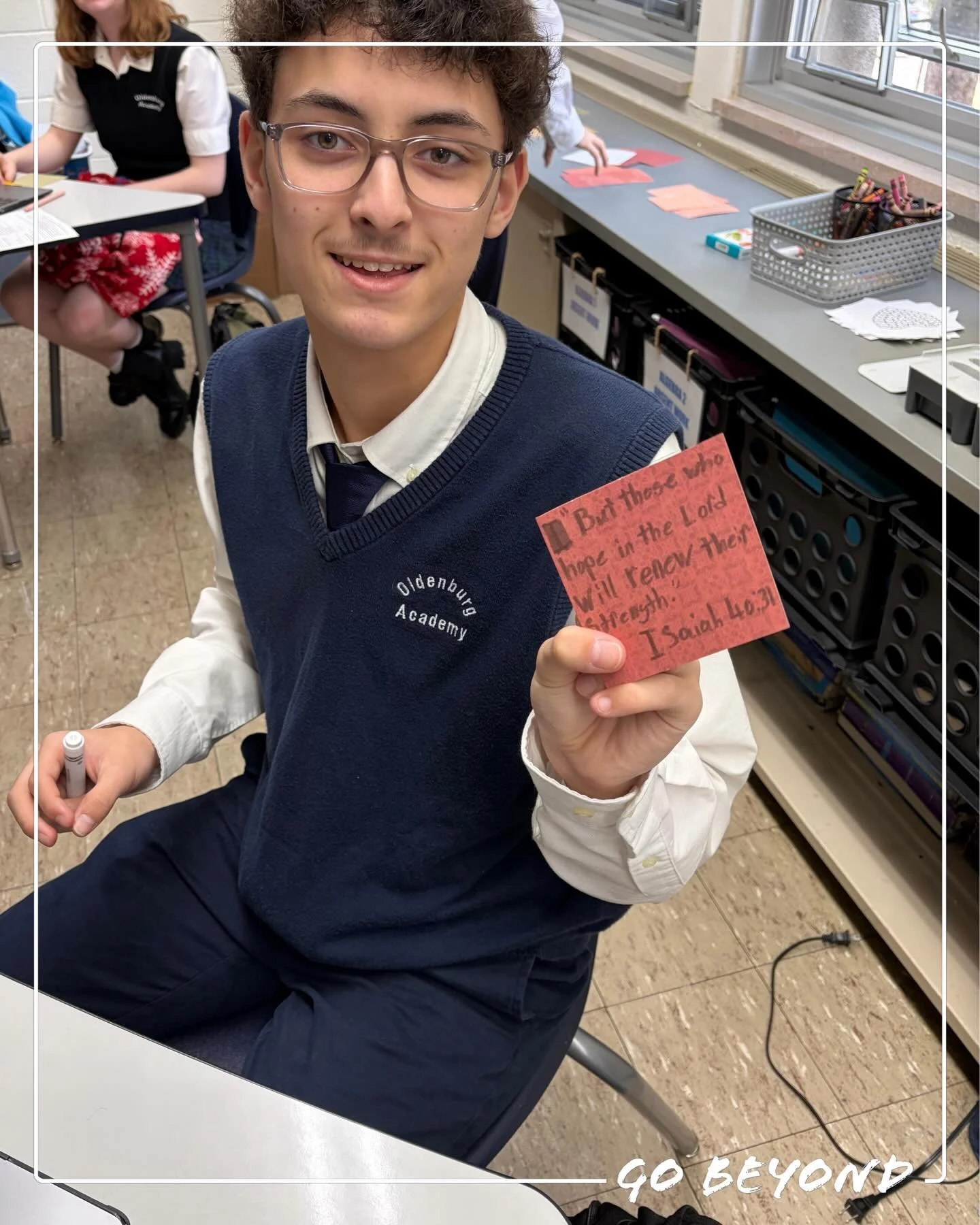 Day 2 of Mental Health Awareness Week!

In Religion class, students wrote short inspirational, prayerful, or thankful messages. These were all then displayed on a &ldquo;Thankful Tree&rdquo; in the hall! 

Taking time to reflect on gratitude and fait