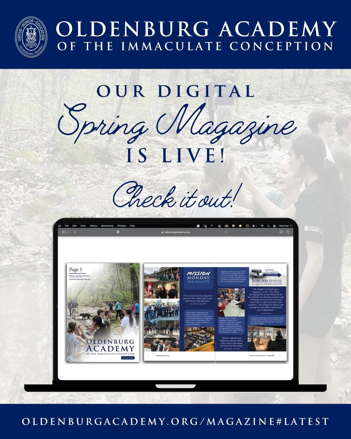 Our digital spring magazine is LIVE! 🌸✨

Take a moment to flip through and catch up on all the exciting happenings at Oldenburg Academy&mdash;there&rsquo;s so much to celebrate this season!

📖 Visit Oldenburgacademy.org/magazine#latest or click the