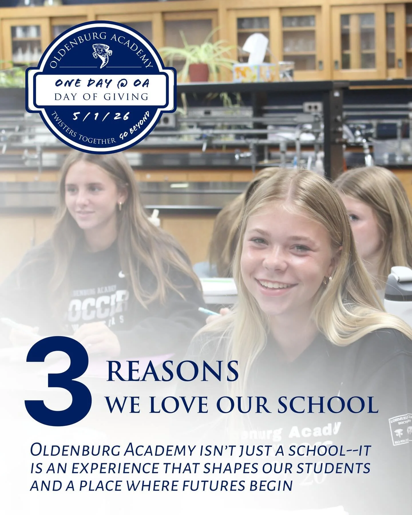 We&rsquo;re just 11 days away from our Day of Giving&mdash;One Day @ OA! 💙

Every day, there are so many reasons to love Oldenburg Academy&mdash;and it starts with the way our community lives out compassion, kindness, and a commitment to serving oth