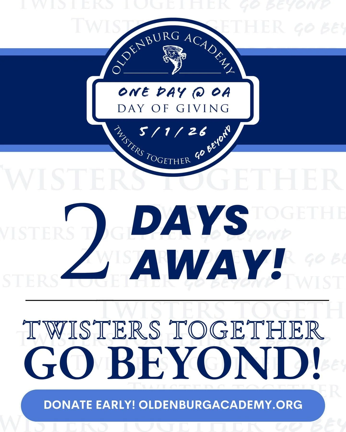We&rsquo;re just 2 days away from One Day @ OA! 💙🌪️

This Friday, we come together for a full day of giving, community, and impact&mdash;and we can&rsquo;t wait to celebrate it with you.

Want to get a head start? You can give early by visiting our