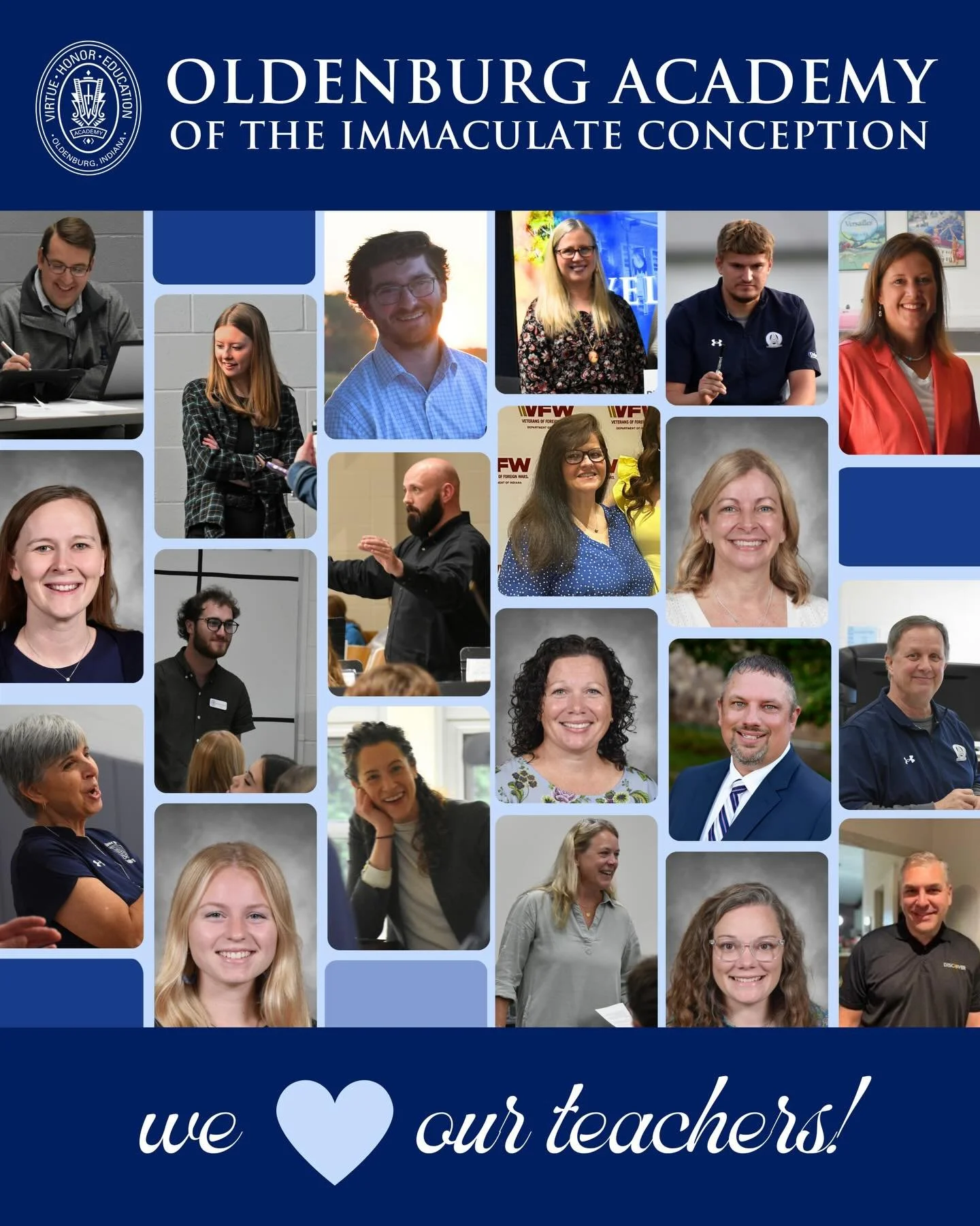 It&rsquo;s Teacher Appreciation Week at Oldenburg Academy 💙

We&rsquo;re grateful for the teachers who challenge, support, and inspire our students every day&mdash;often in ways that go far beyond the classroom.

Join us in celebrating them:
- Leave