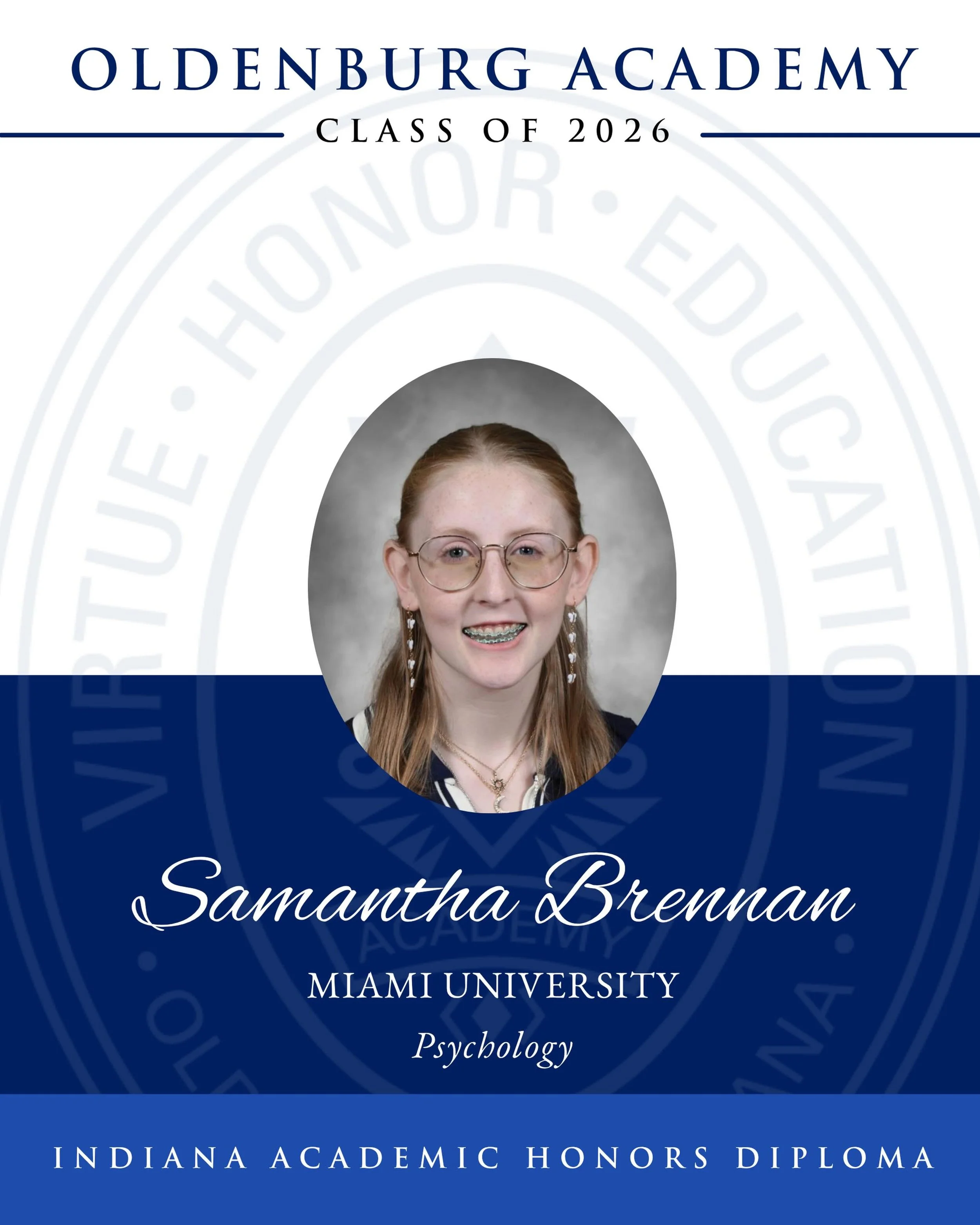 💙 🌪️ Celebrating the OA Class of 2026 ✨

Congratulations to Samantha Brennan on this exciting next chapter! After graduation, she will be attending Miami University to study Psychology. 

We are so proud of the entire class of 2026 and cannot wait 